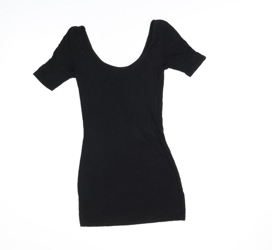 ASOS Womens Black Viscose Bodycon Size 8 Scoop Neck Pullover