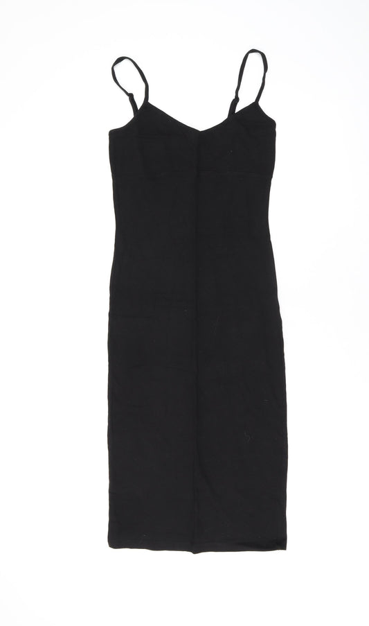 ASOS Womens Black Polyester Bodycon Size 8 V-Neck Pullover