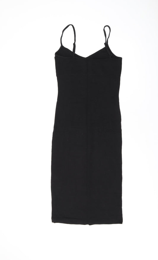 ASOS Womens Black Polyester Bodycon Size 8 V-Neck Pullover