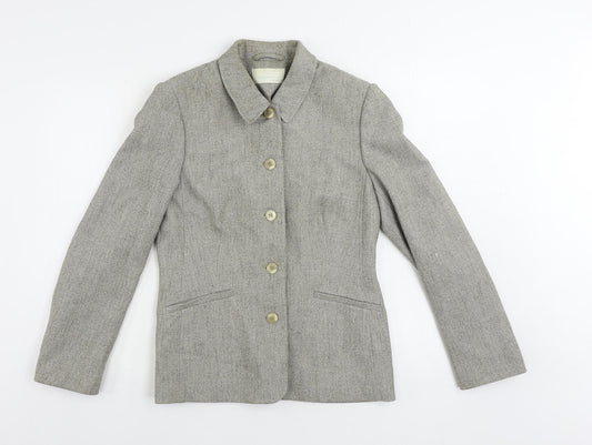 AMARANTO Womens Beige Jacket Blazer Size 12 Button