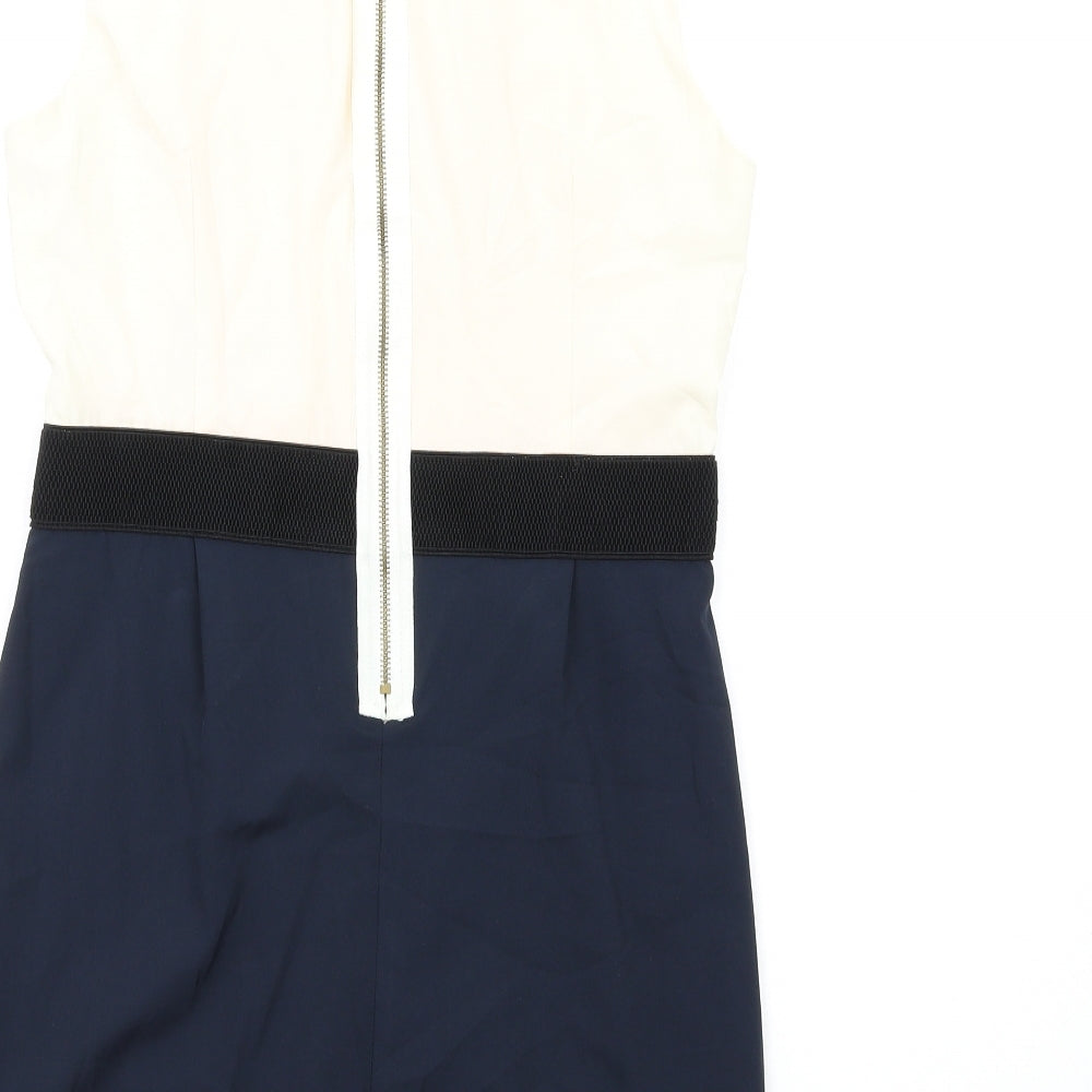 AX Paris Womens Blue Viscose Pencil Dress Size 12 Round Neck Zip