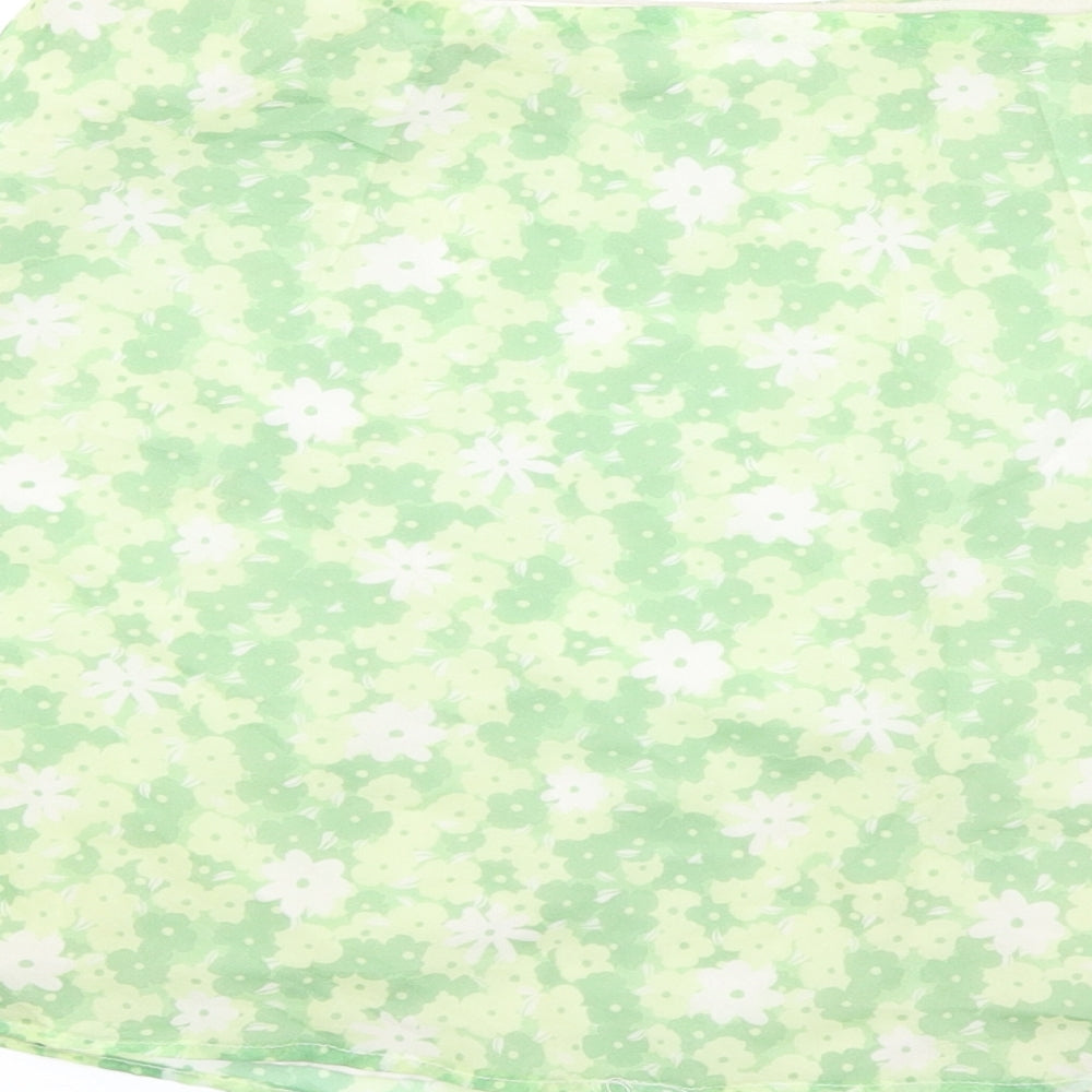 Glamorous Womens Green Floral Polyester Mini Skirt Size 12 Zip