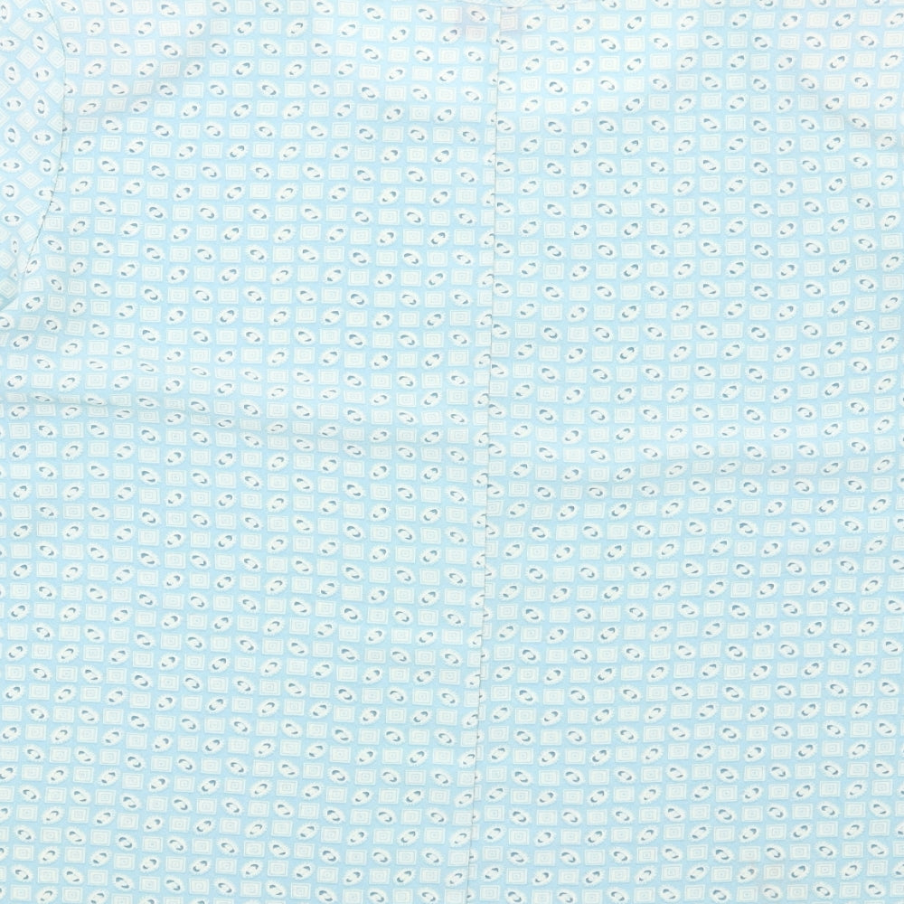 Bonmarché Womens Blue Geometric Polyester Basic T-Shirt Size 16 Round Neck