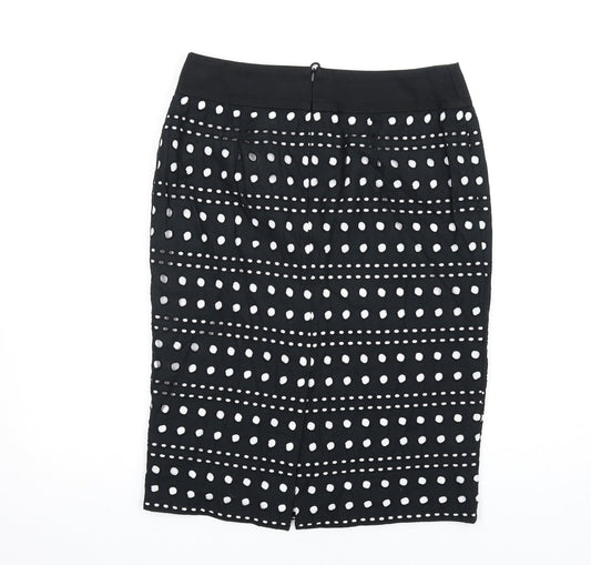 Marks and Spencer Womens Black Cotton Straight & Pencil Skirt Size 12 Zip