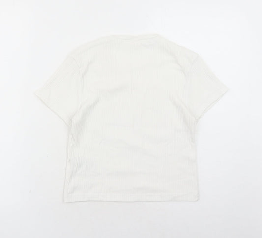 Womens UK Size L Urban Outfitters White Cropped T-Shirt