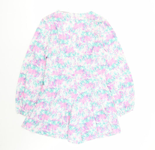 Quiz Womens Multicoloured Geometric Polyester Skater Dress Size 14 V-Neck Zip