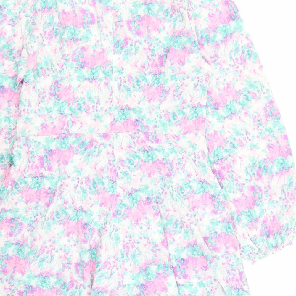 Quiz Womens Multicoloured Geometric Polyester Skater Dress Size 14 V-Neck Zip