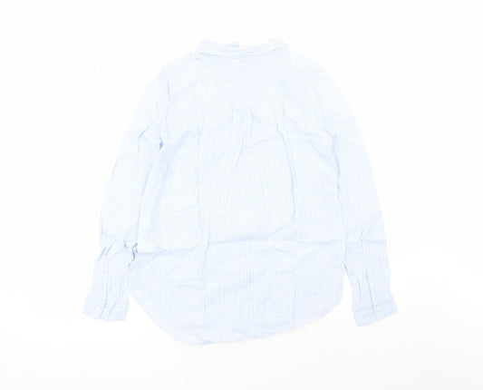 Divided by H&M Womens Blue Striped 100% Cotton Basic Button-Up Size 6 Collared