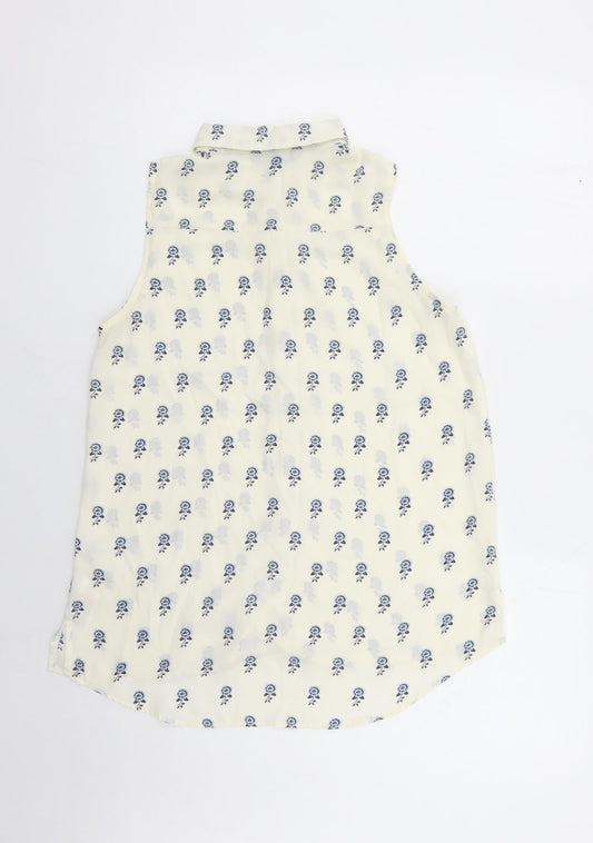 Womens UK Size 10 New Look Ivory Basic Button-Up