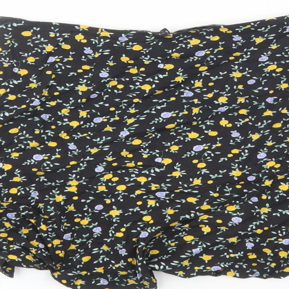 Motel Womens Black Floral Viscose Mini Skirt Size M Zip