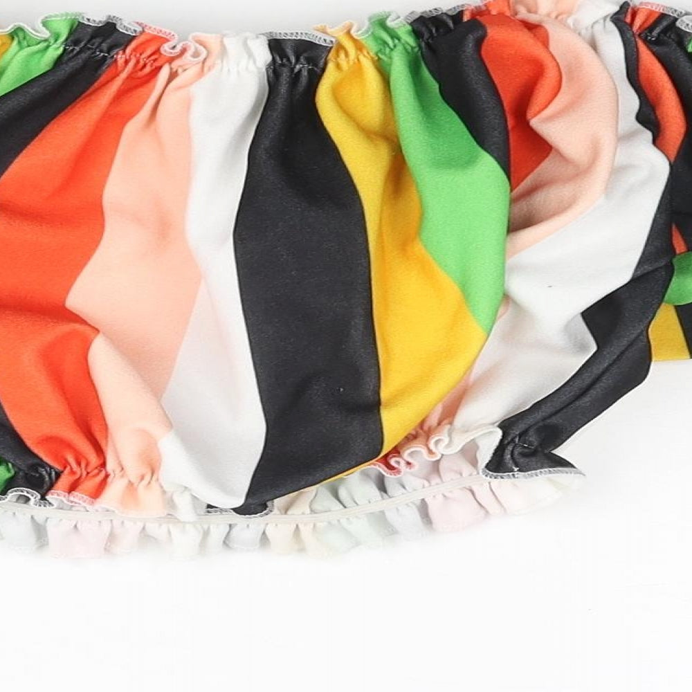 Cameo Rose Womens Multicoloured Striped Viscose Cropped Blouse Size 8 Off the Shoulder - Rouched Bow