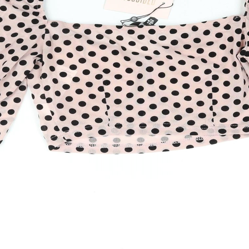 Womens UK Size 8 Missguided Pink Cropped Blouse
