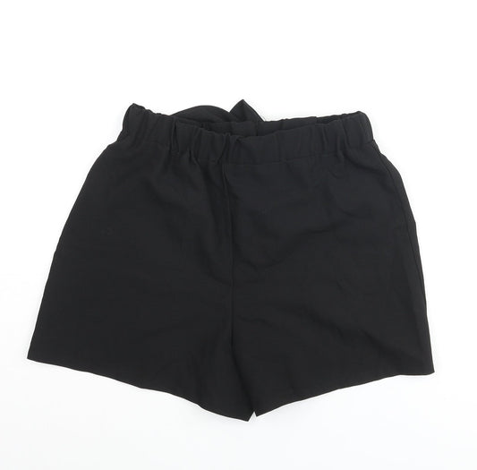Boohoo Womens Black Polyester Basic Shorts Size 8 Regular Pull On - Tie Detail