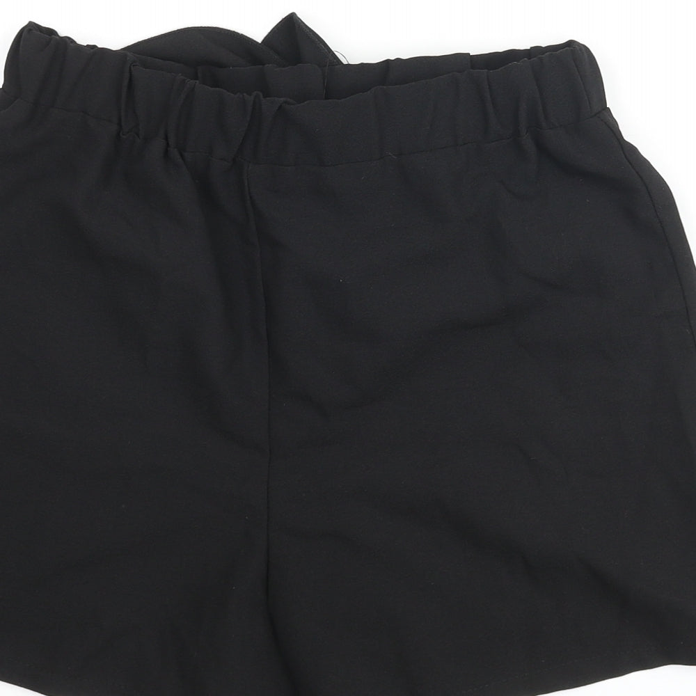 Boohoo Womens Black Polyester Basic Shorts Size 8 Regular Pull On - Tie Detail