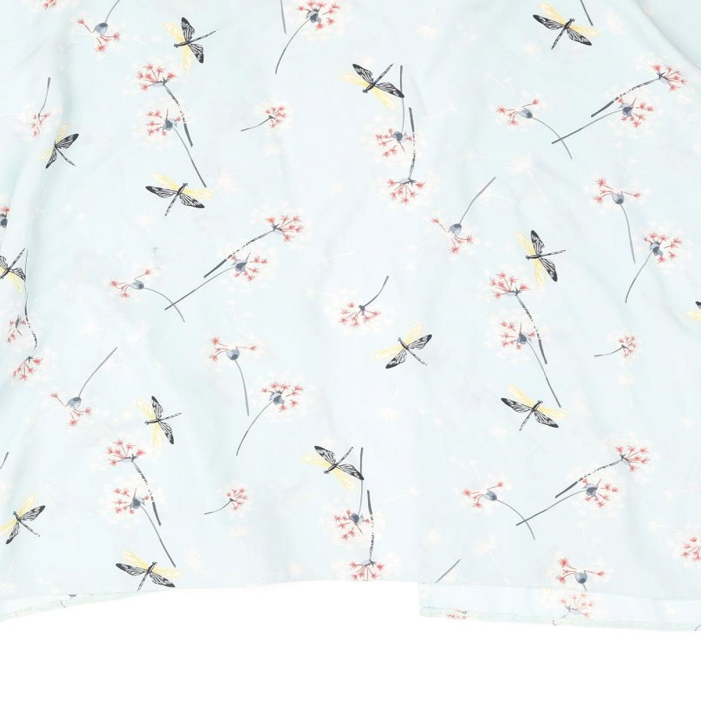 New Look Girls Blue Geometric Polyester Kimono Blouse Size M V-Neck - Dragonfly Print