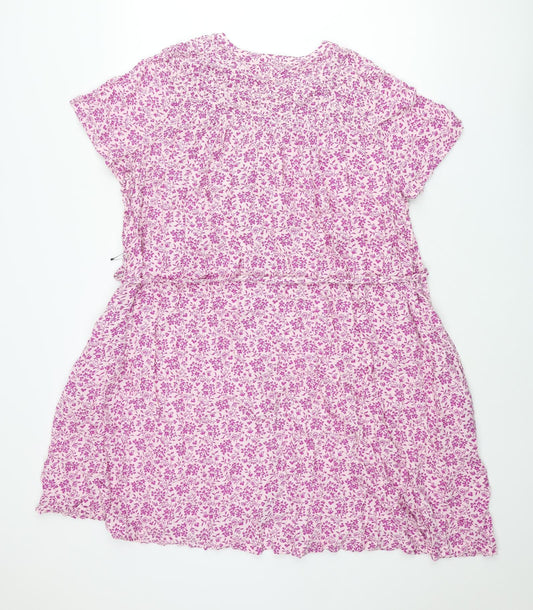 Per Una Womens Purple Viscose Shift Size 16 Round Neck Button - Belted