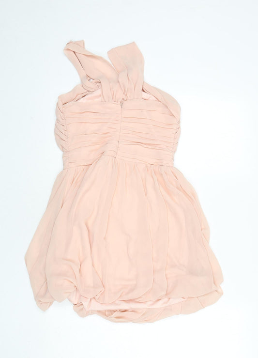 ASOS Womens Pink Polyester Mini Size 8 Halter Zip