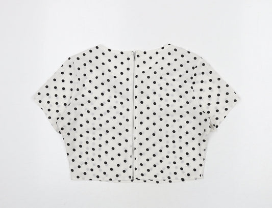 Womens UK Size 8 Missguided White Cropped Blouse