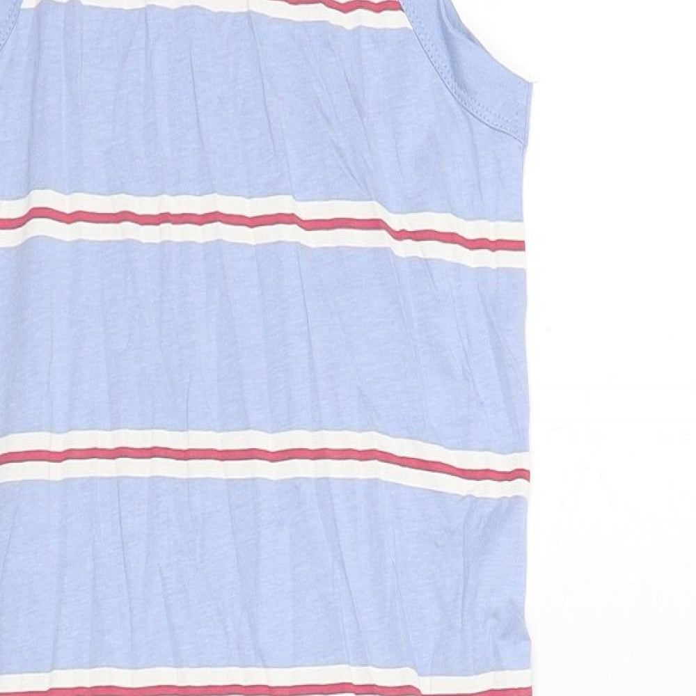 Marks and Spencer Womens Blue Striped Cotton Tank Dress Size S Round Neck Pullover