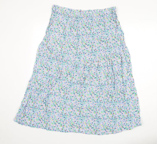 Marks and Spencer Womens Multicoloured Floral Viscose Flare Skirt Size 16 - Slit