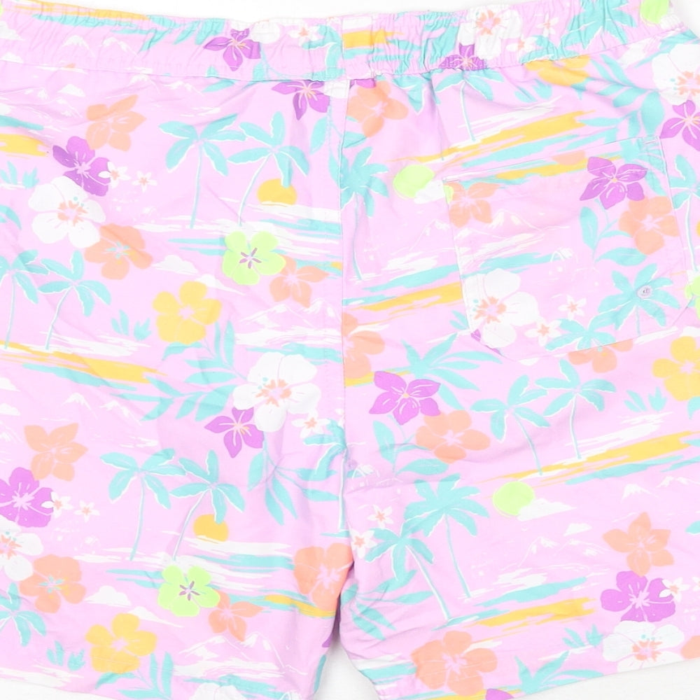 Marks and Spencer Boys Multicoloured Geometric Polyester Bermuda Shorts Size 12-13 Years Regular Drawstring - Swim Shorts, Palm Trees, Flowers