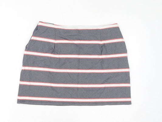 Oasis Womens Blue Striped Polyester Mini Skirt Size M - Buttons