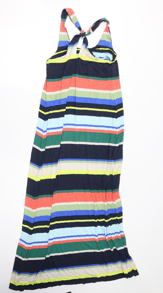 Monsoon Womens Multicoloured Striped Viscose Maxi Size S Round Neck Pullover