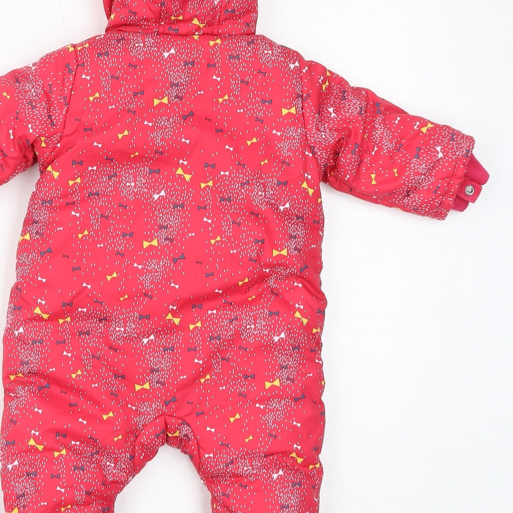 mamas & papas Girls Pink Geometric Quilted Coat Size 0-3 Months Zip - All In One