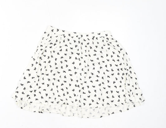 ASOS Womens White Geometric Viscose Mini Skirt Size 10 - Flamingos