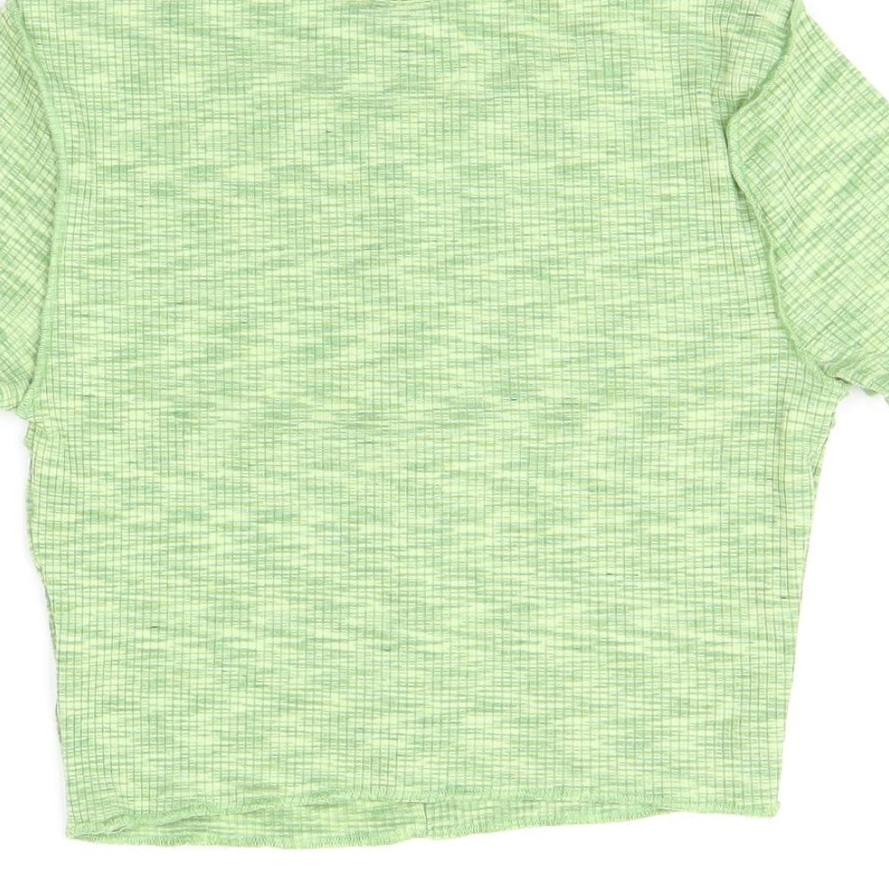Womens UK Size XS H&M Green Cropped T-Shirt