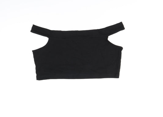 Womens UK Size 16 ASOS Black Cropped T-Shirt