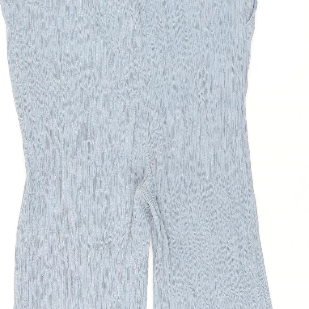 New Look Womens Blue Viscose Cropped Trousers Size 18 L21.5 in Regular Tie