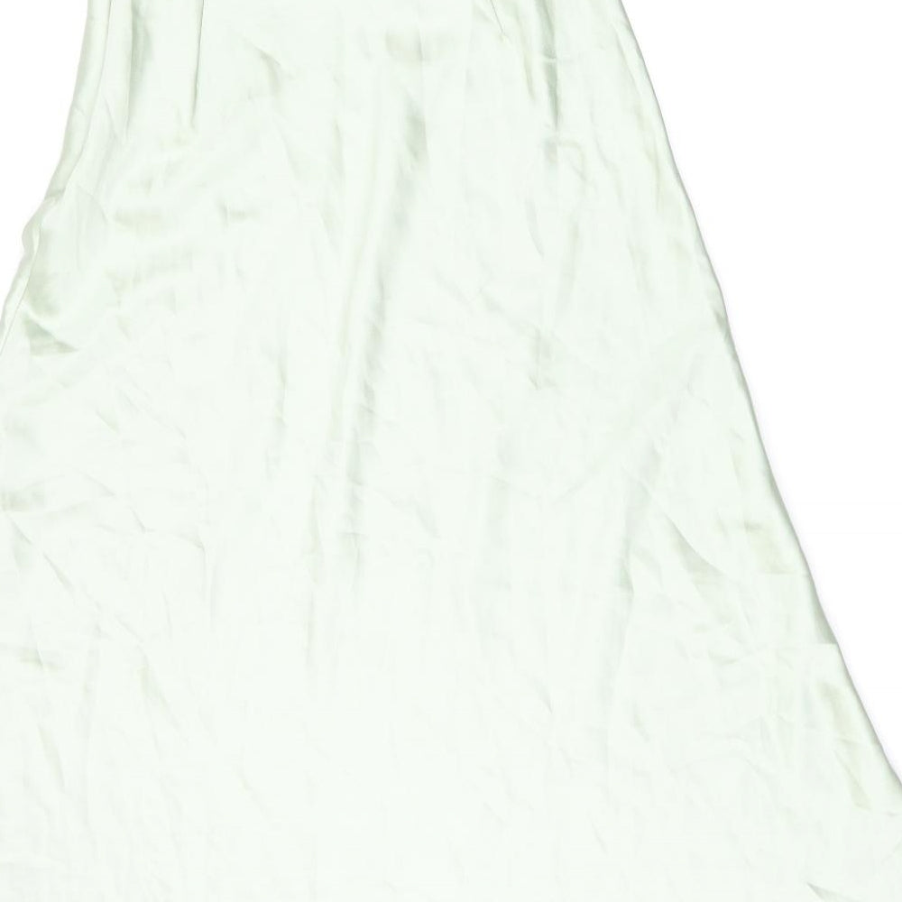 Flounce Womens Green Polyester Flare Skirt Size 6 Zip