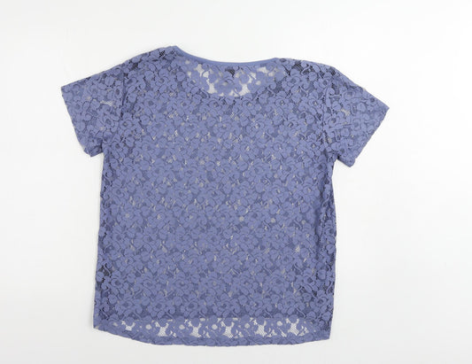 Womens UK Size M H&M Blue Basic T-Shirt