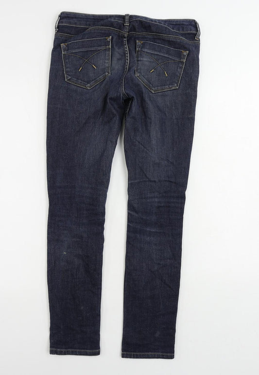 Topshop Womens Blue Cotton Skinny Jeans Size 28 in L30 in Regular Zip