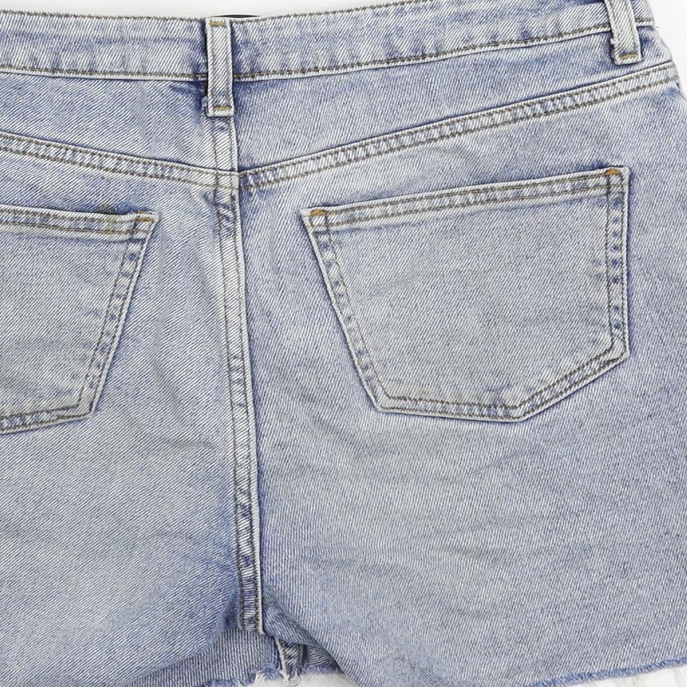Denim & Co. Womens Blue Cotton Cut-Off Shorts Size 8 L4 in Regular Zip - Distressed