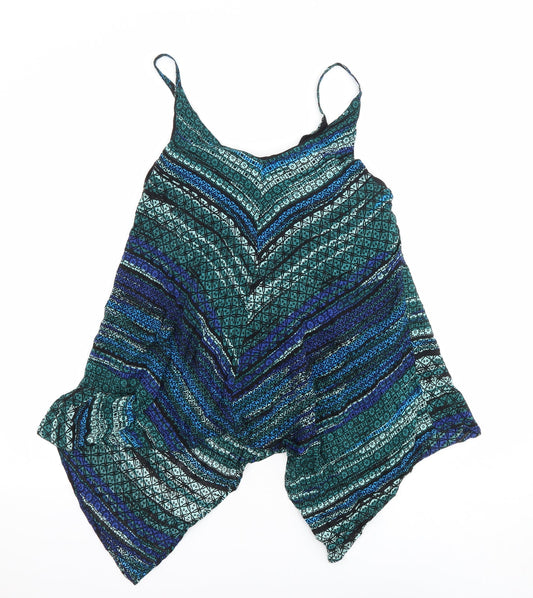 Apricot Womens Multicoloured Geometric Viscose Basic Tank Size 12 V-Neck - Asymmetric Hem