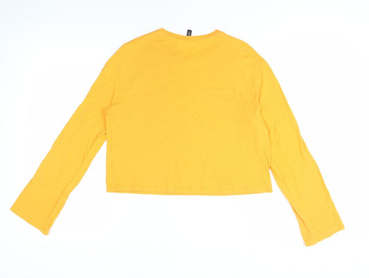Womens UK Size S H&M Yellow Cropped T-Shirt