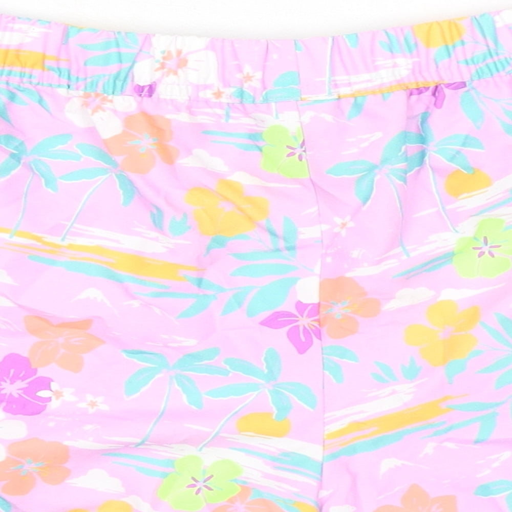 Marks and Spencer Girls Pink Floral 100% Polyester Bermuda Shorts Size 12-13 Years L3 in Regular Tie