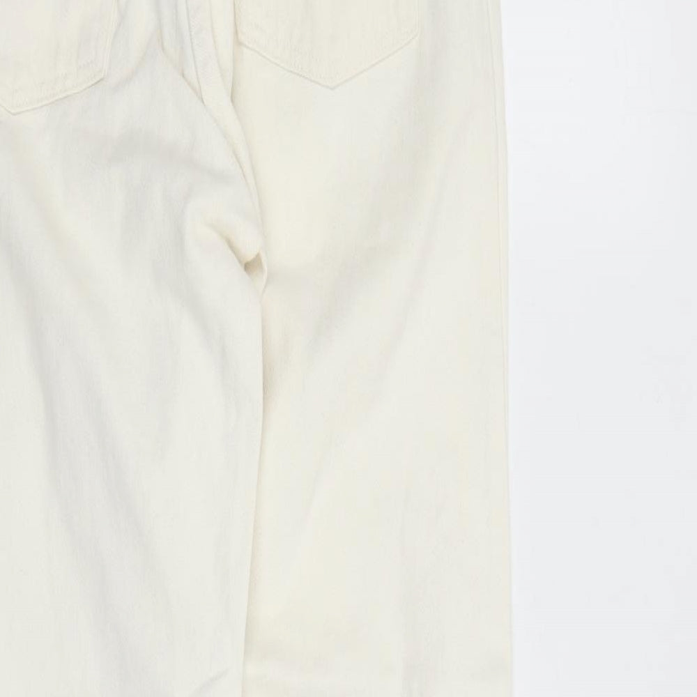 Wall St Womens Ivory Cotton Straight Jeans Size 12 L30 in Regular Zip - Pockets