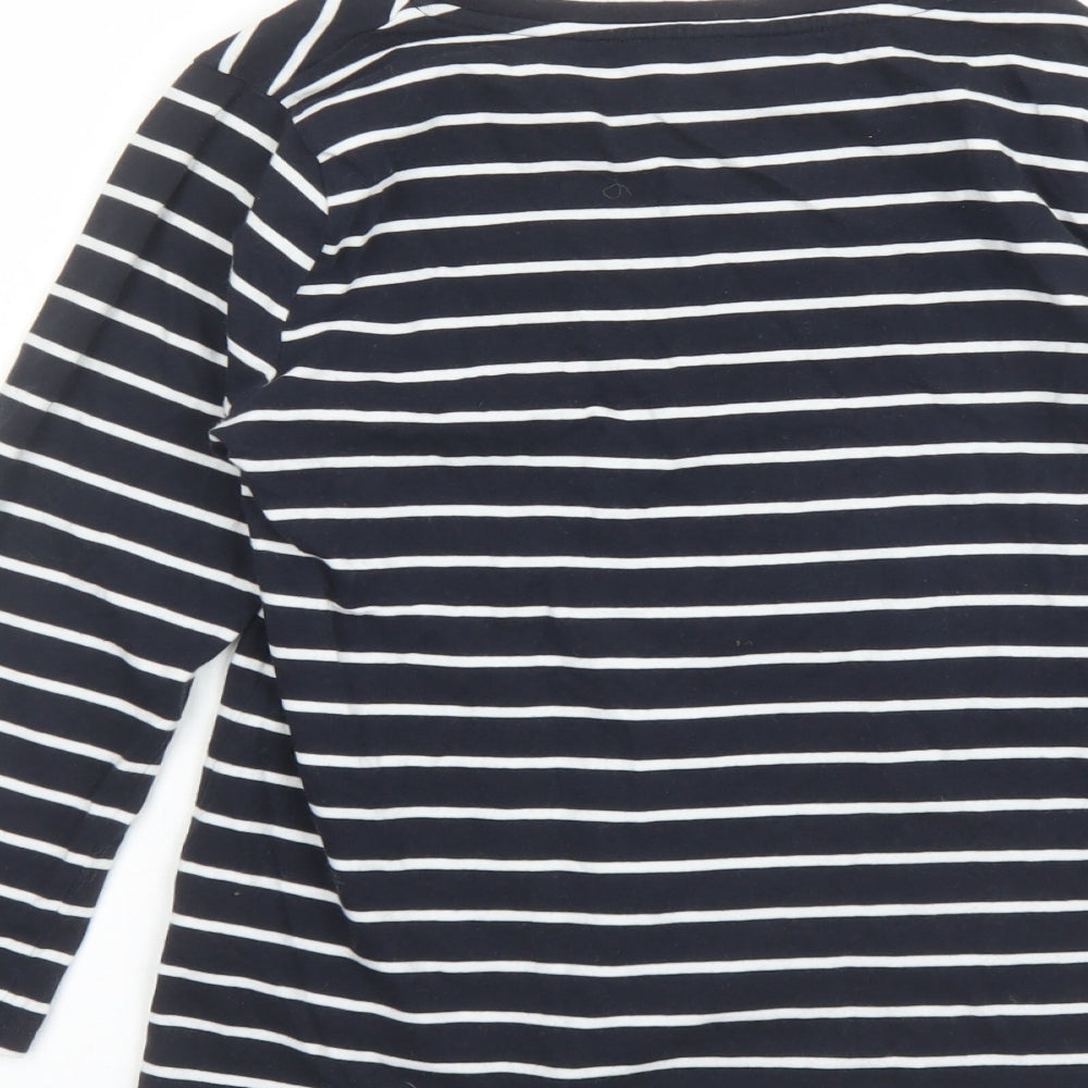 French Connection Womens Blue Striped Cotton Basic T-Shirt Size S Round Neck - Amour