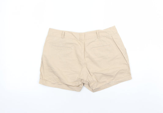 Oasis Womens Beige Cotton Chino Shorts Size 12 L4 in Regular Zip - Pockets