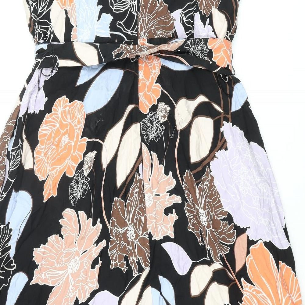 Autograph Womens Multicoloured Floral Viscose A-Line Size 16 Round Neck Zip - Belted
