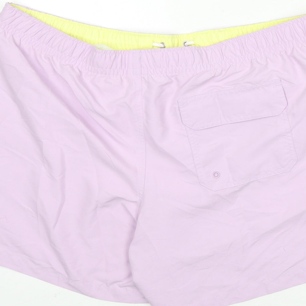 Marks and Spencer Mens Purple Polyester Bermuda Shorts Size 2XL L6 in Regular Drawstring - Swim Shorts