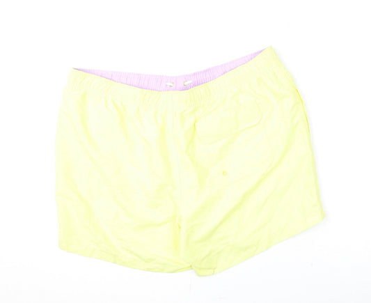 Marks and Spencer Mens Yellow Polyester Bermuda Shorts Size 2XL L6 in Regular Drawstring - Swim Shorts