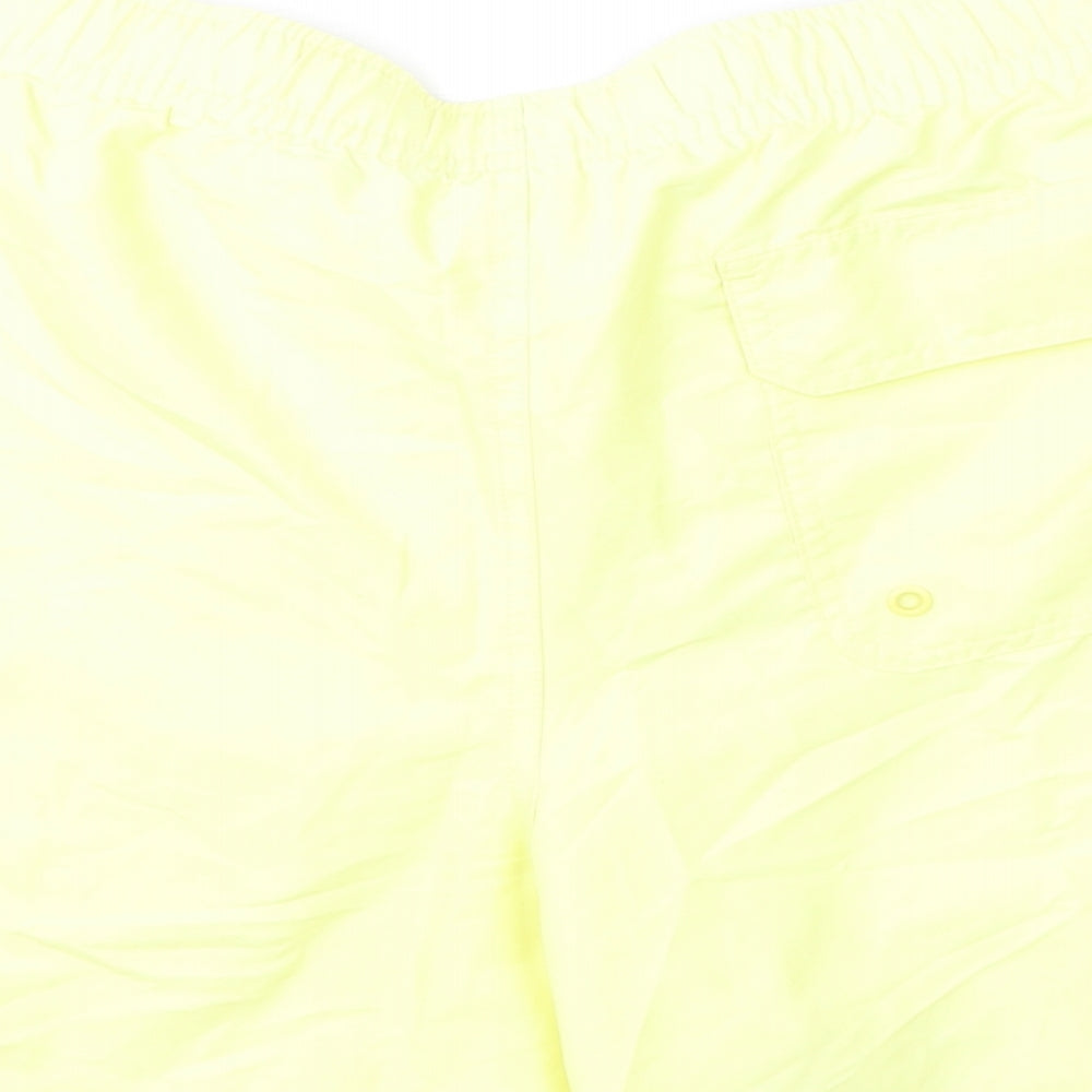 Marks and Spencer Mens Yellow Polyester Bermuda Shorts Size XL L6 in Regular Drawstring - Swim Shorts