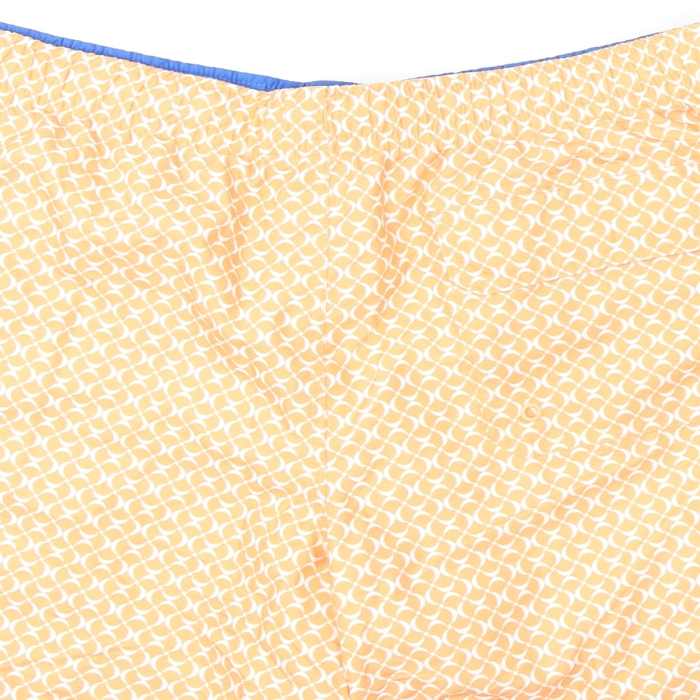 Marks and Spencer Mens Orange Geometric Polyester Bermuda Shorts Size 2XL L6 in Regular Drawstring - Swim Shorts