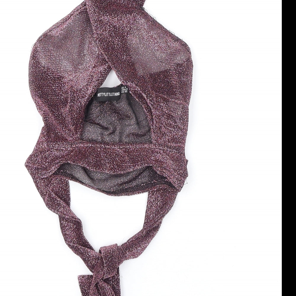 Womens UK Size 4 PRETTYLITTLETHING Purple Cropped T-Shirt
