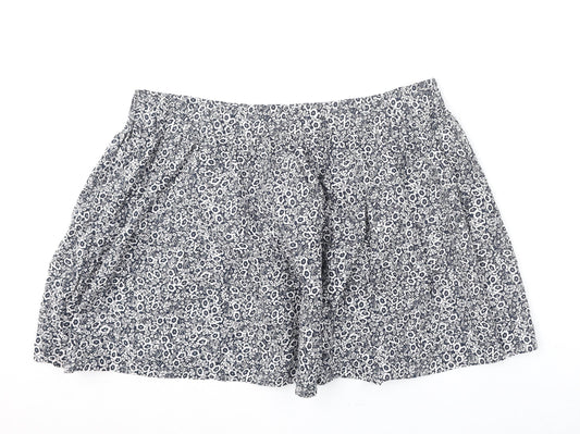 Marks and Spencer Womens Blue Floral Cotton Flare Skirt Size 20