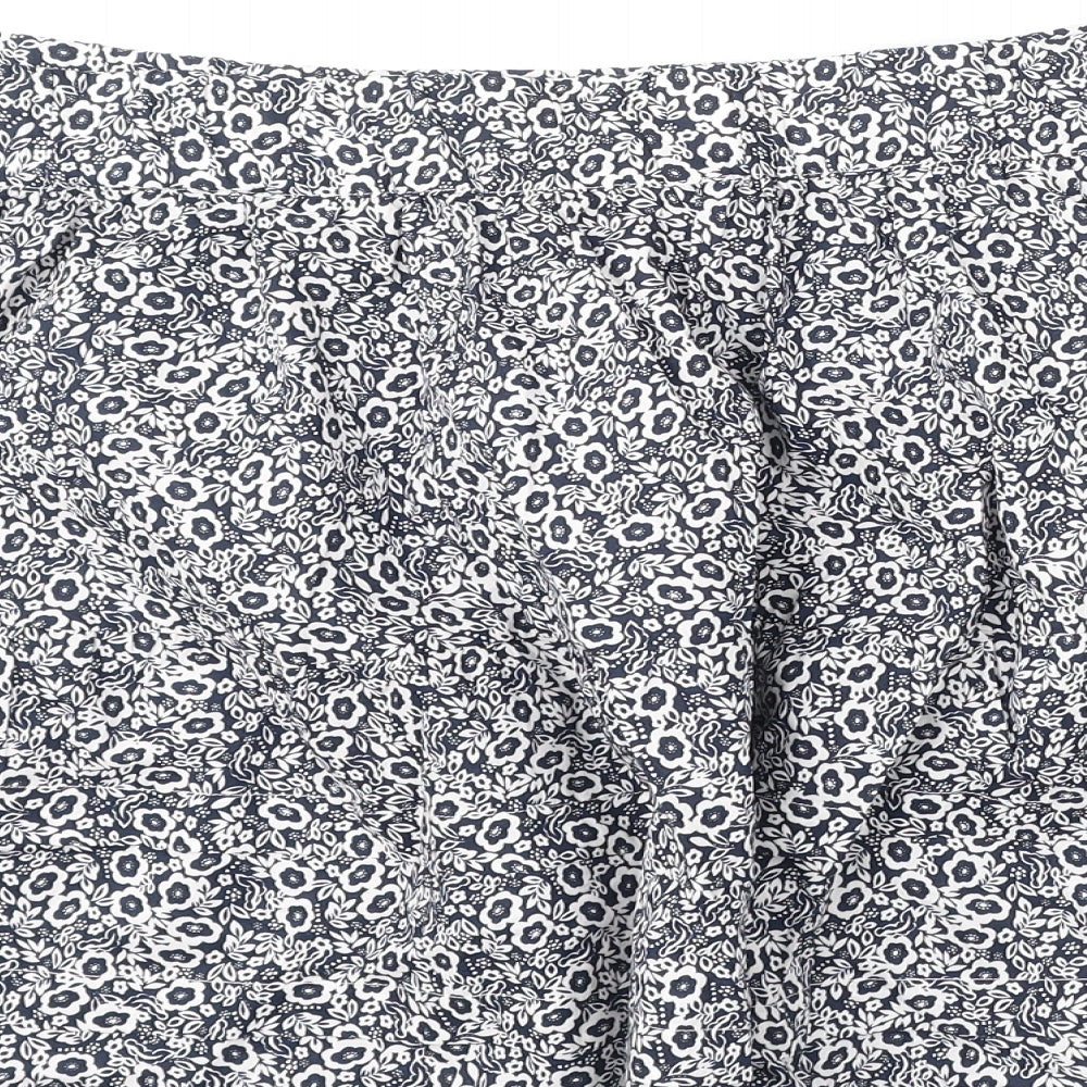 Marks and Spencer Womens Blue Floral Cotton Flare Skirt Size 20